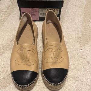 CHANEL Beige and Black Espadrilles